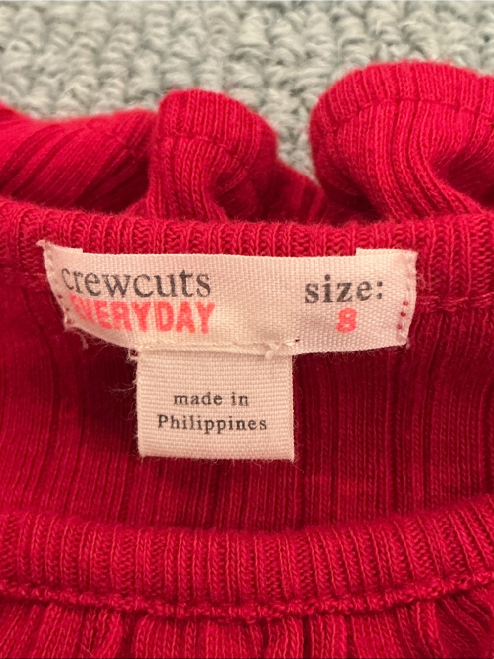 Crewcuts Red Ruffled Neck Ribbed Top - Picture 2 of 2